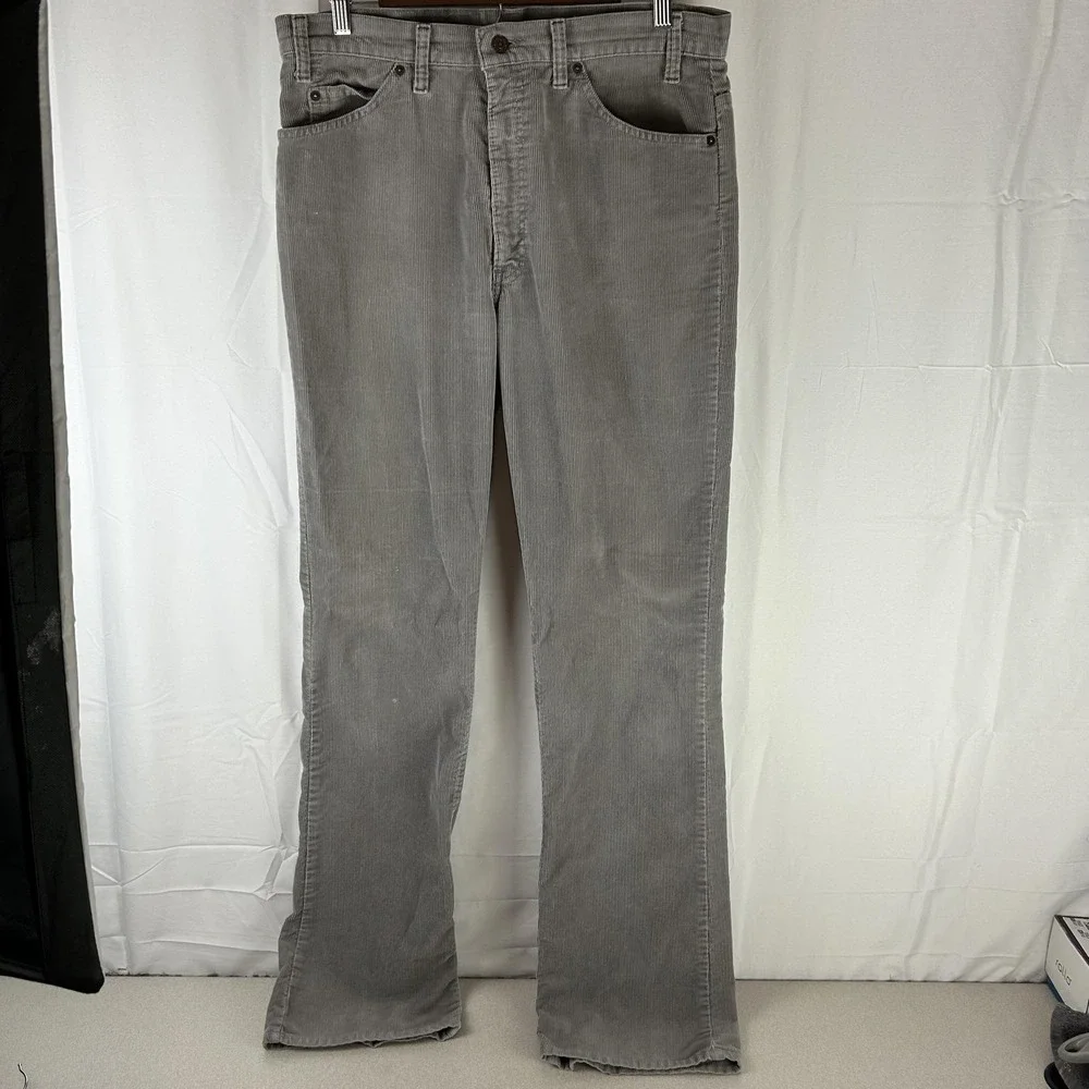 VTG 80s Levis 517 Pants Mens 34x36 -tag 36x38 Gray Corduroy 5 Pocket Bootcut USA